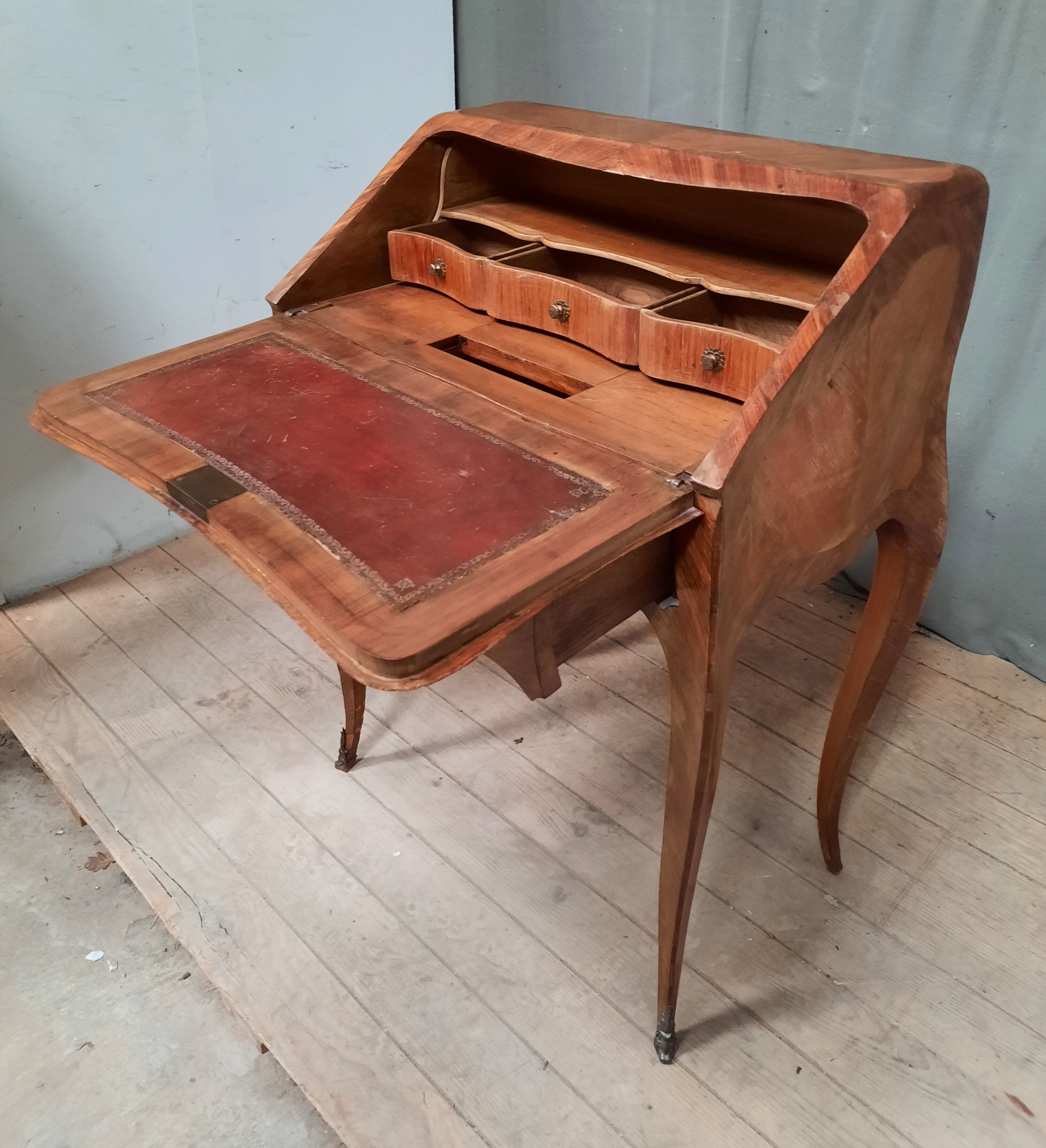 Louis XV style slope secretary desk in marquetry