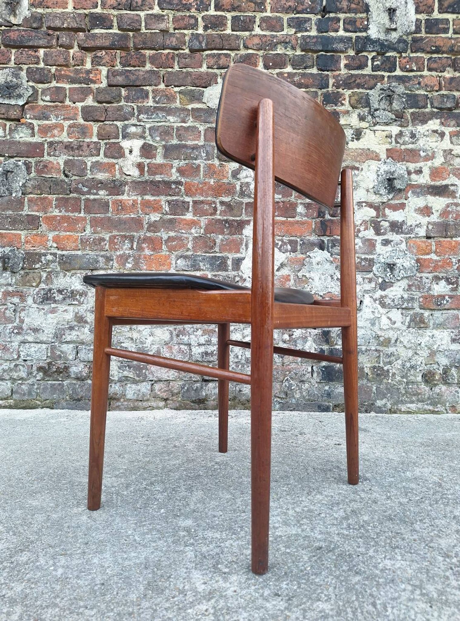 SAX set of 4 vintage Scandinavian chairs, teak and skai furniture