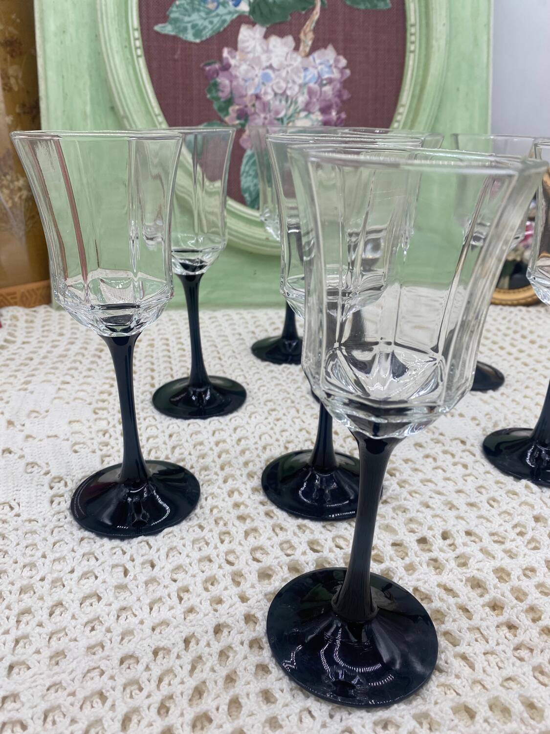 Black stemmed glasses