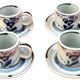 4 Cups / Saucers for coffee Glazed ceramic