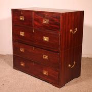 Military or Naval Chest of Drawers in Mahogany - 19th Century