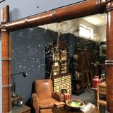 Bamboo faux mirror with dark brown frame 81x63cm