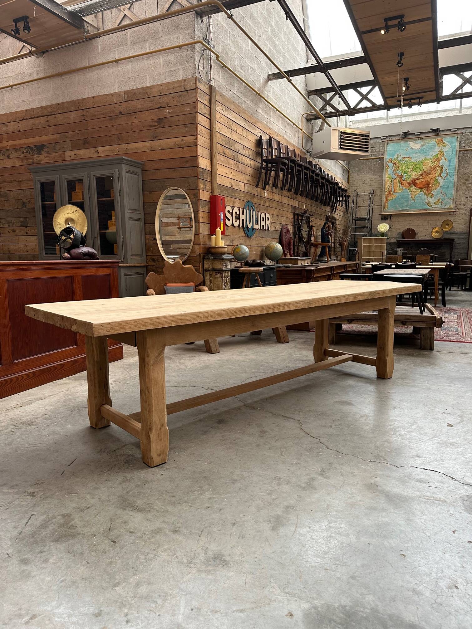 Very large solid oak farm table