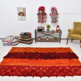 Red & orange tones vintage rug, 163x240 cm