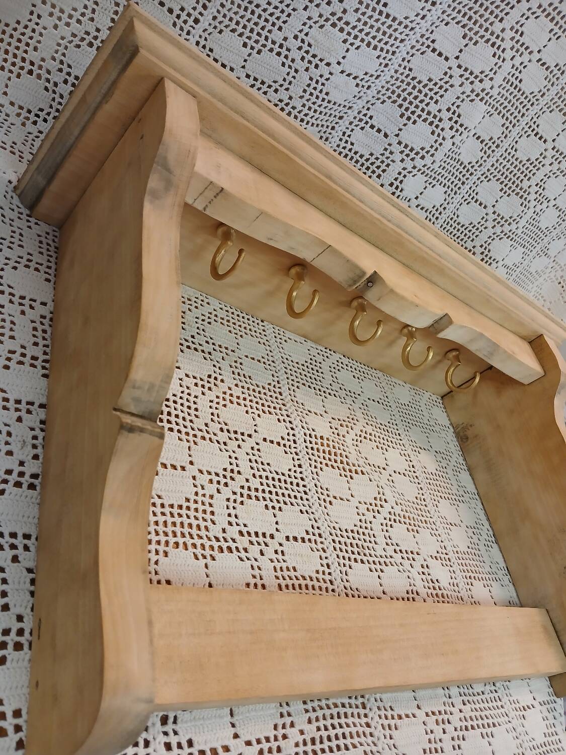 Antique solid wood wall shelf