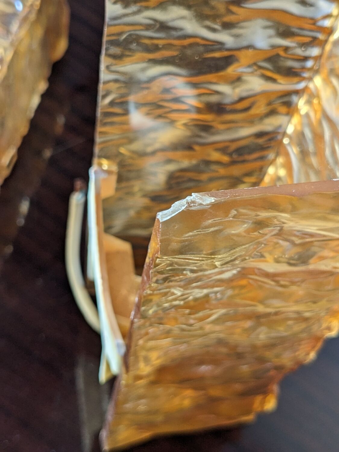 3 champagne-colored resin wall lights 1960 France