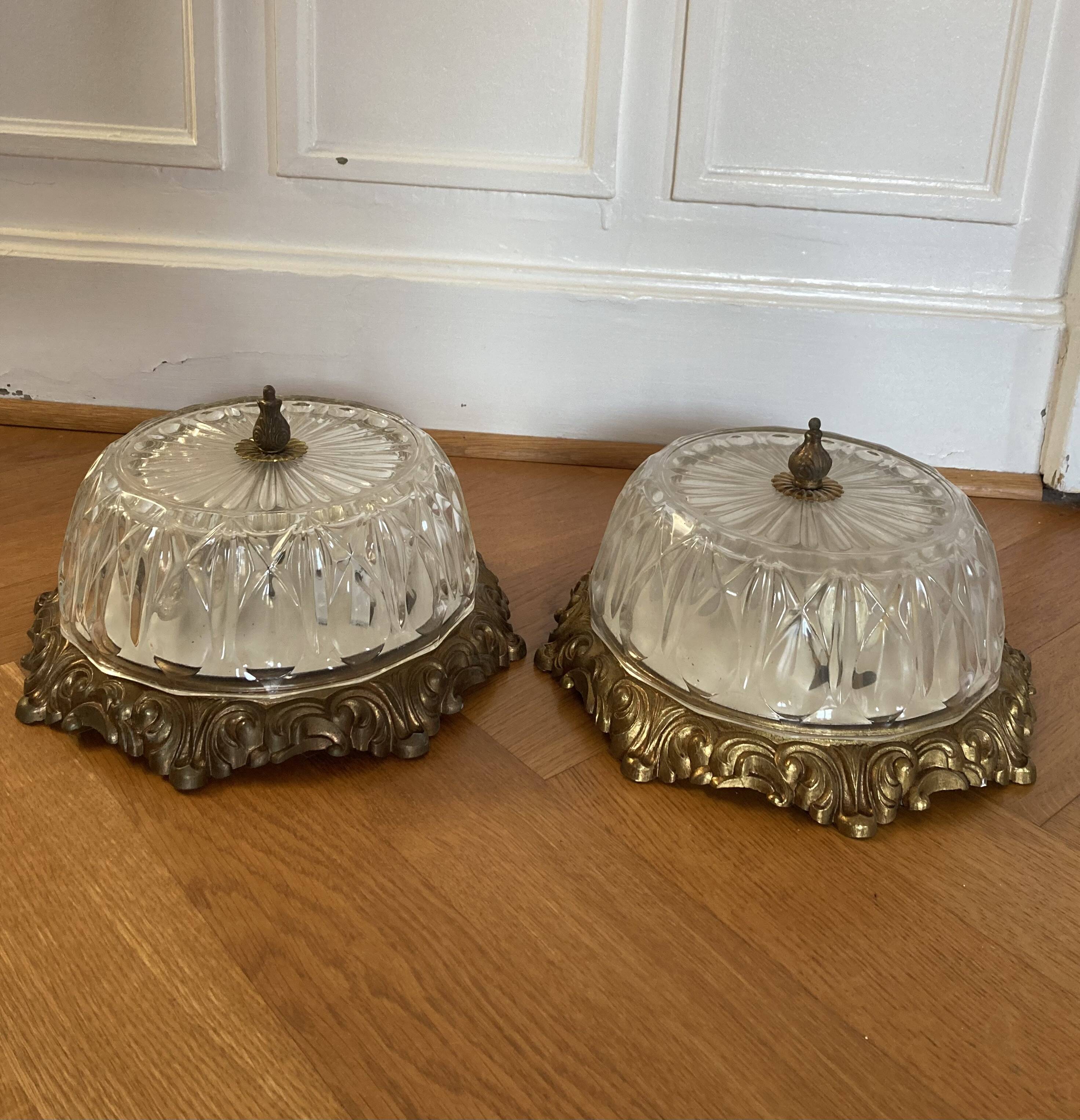 Pair of Italian ceiling lights, 50s-60s