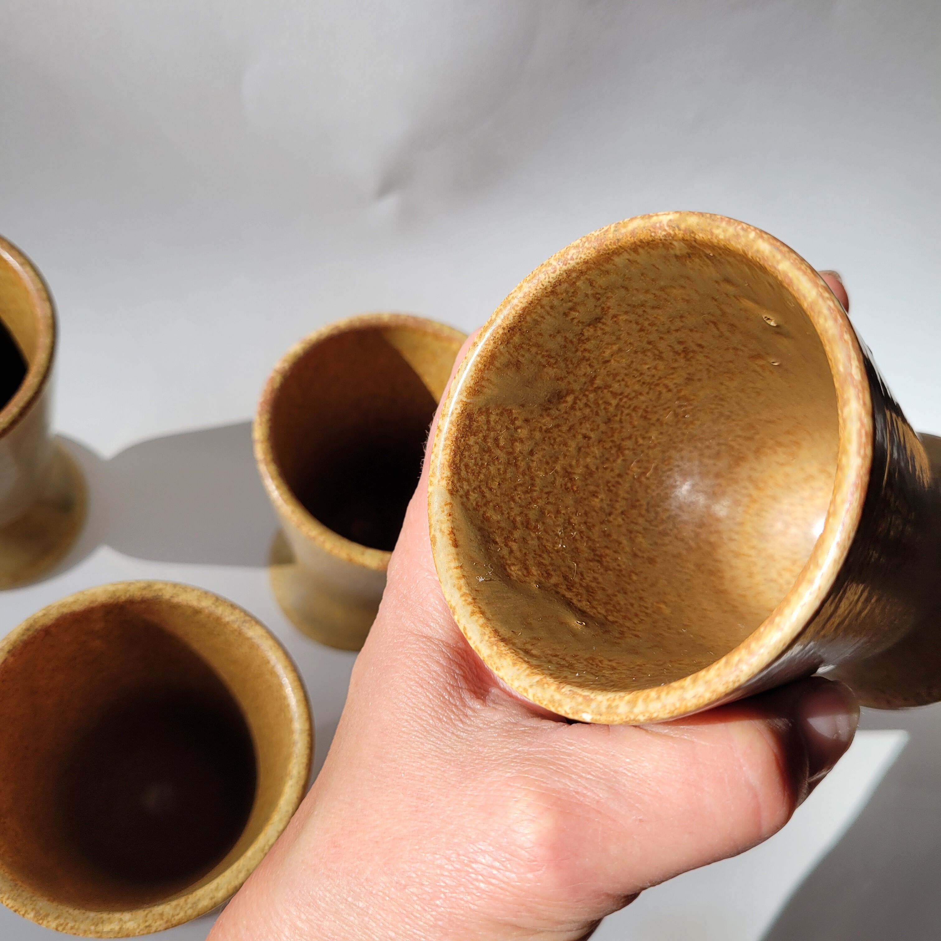 Set of 5 small mazagrans / stoneware coffee cups