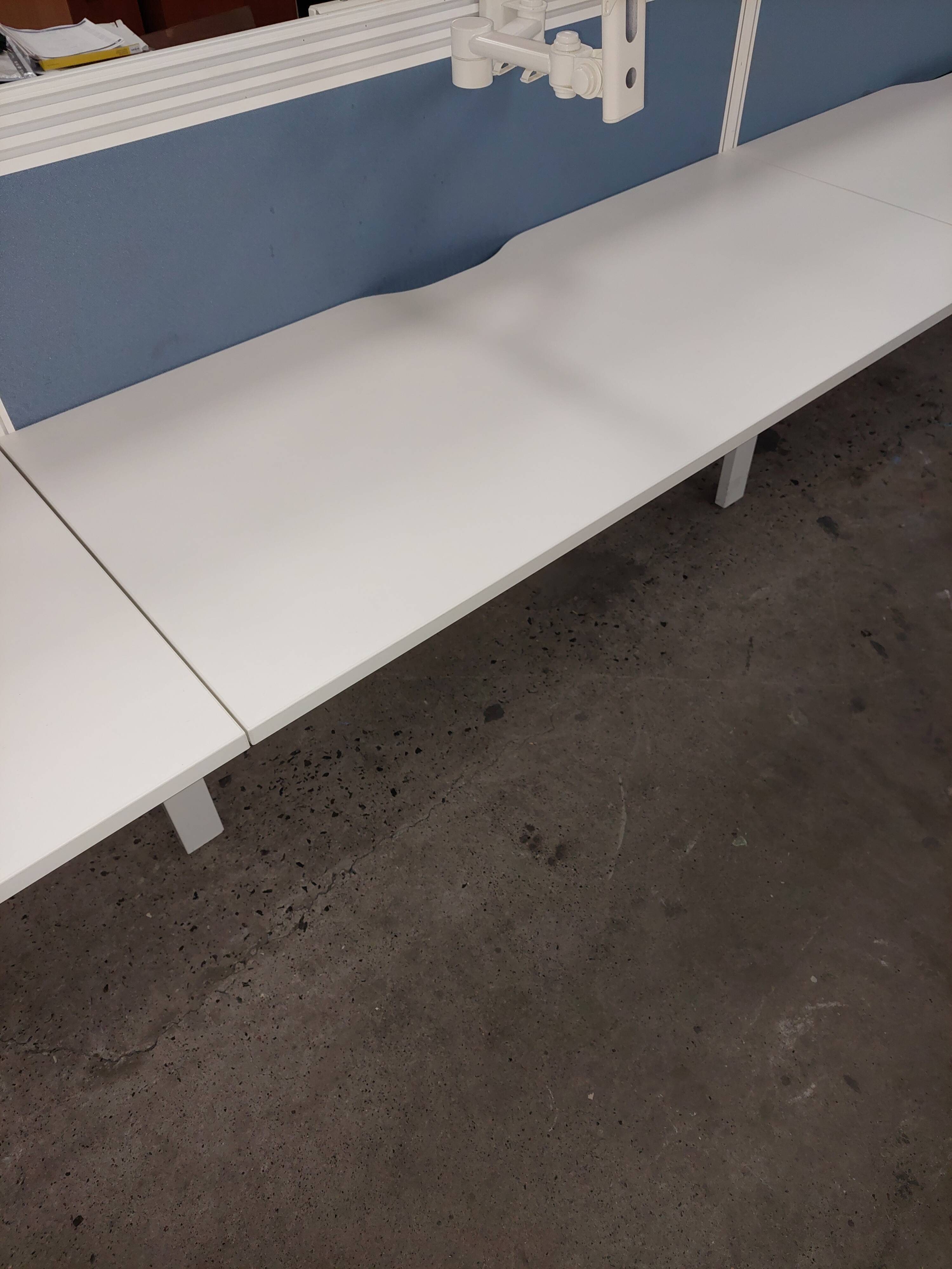 Bench desks 6 workstations with 3 removable partitions used good condition