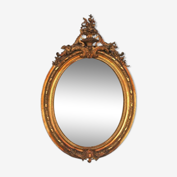 Miroir de style Louis XVI stuc doré 1880