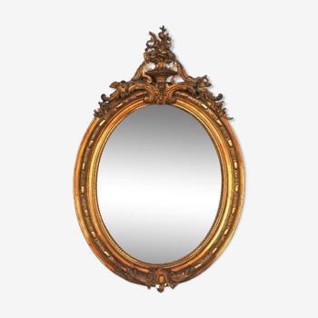 Mirror of style Louis XVI gilded stucco 1880