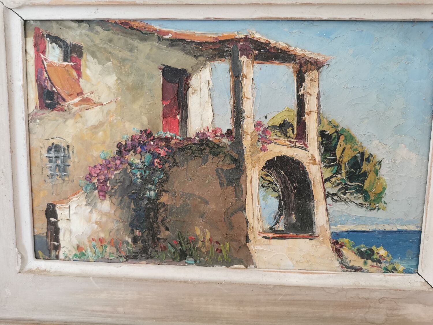 Huile sur toile, tableau encadré paysage du sud