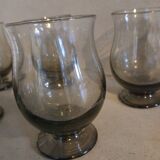 6 old smoked glasses with bubbles