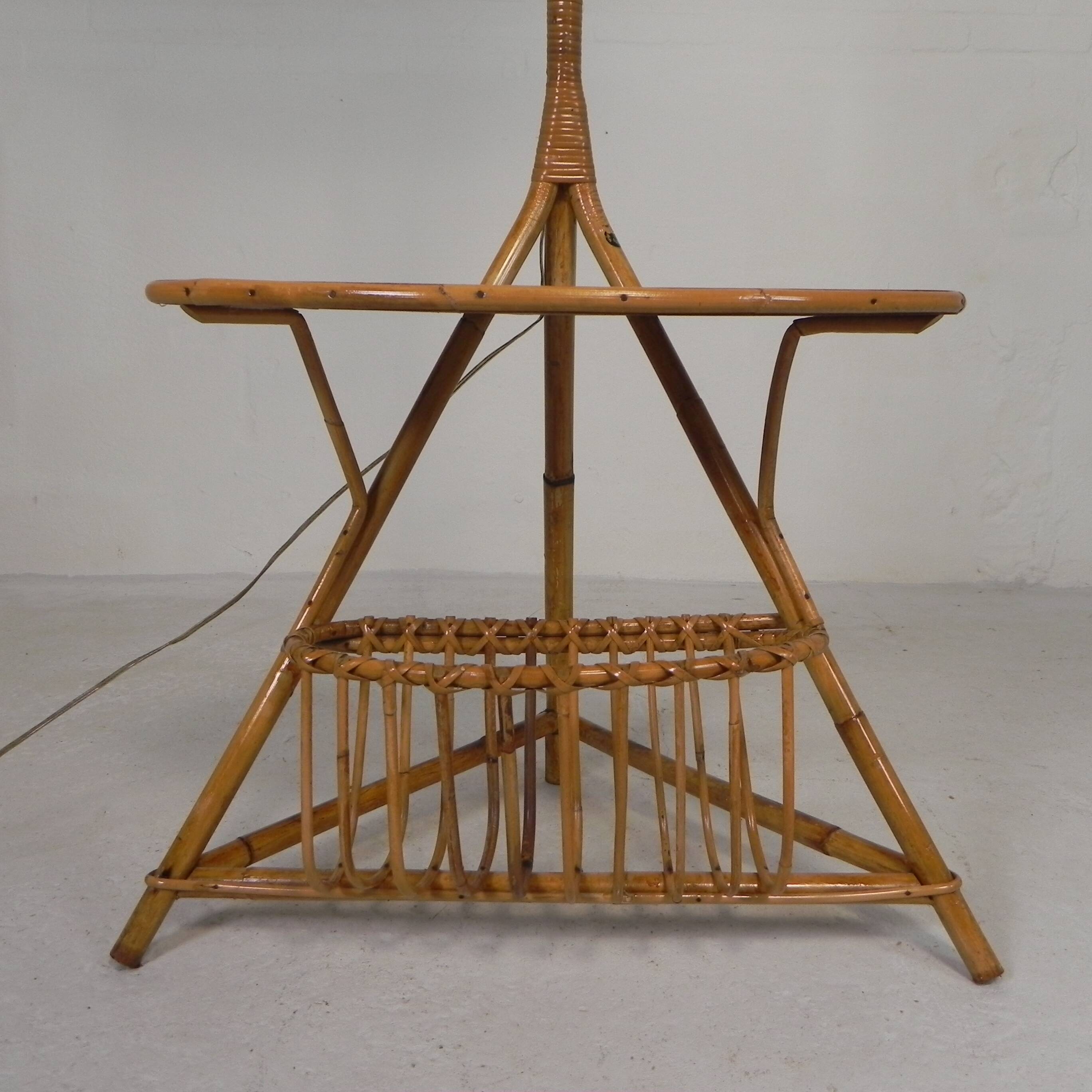 Bamboo floor lamp, 1950s