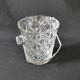 Vintage glass ice bucket stamped with a metal handle