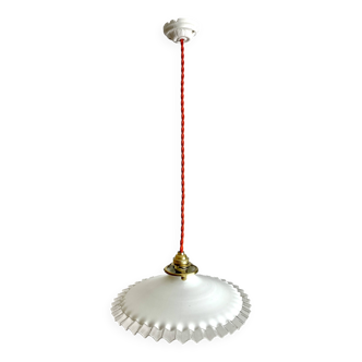 Opaline, brass and orange wire suspension