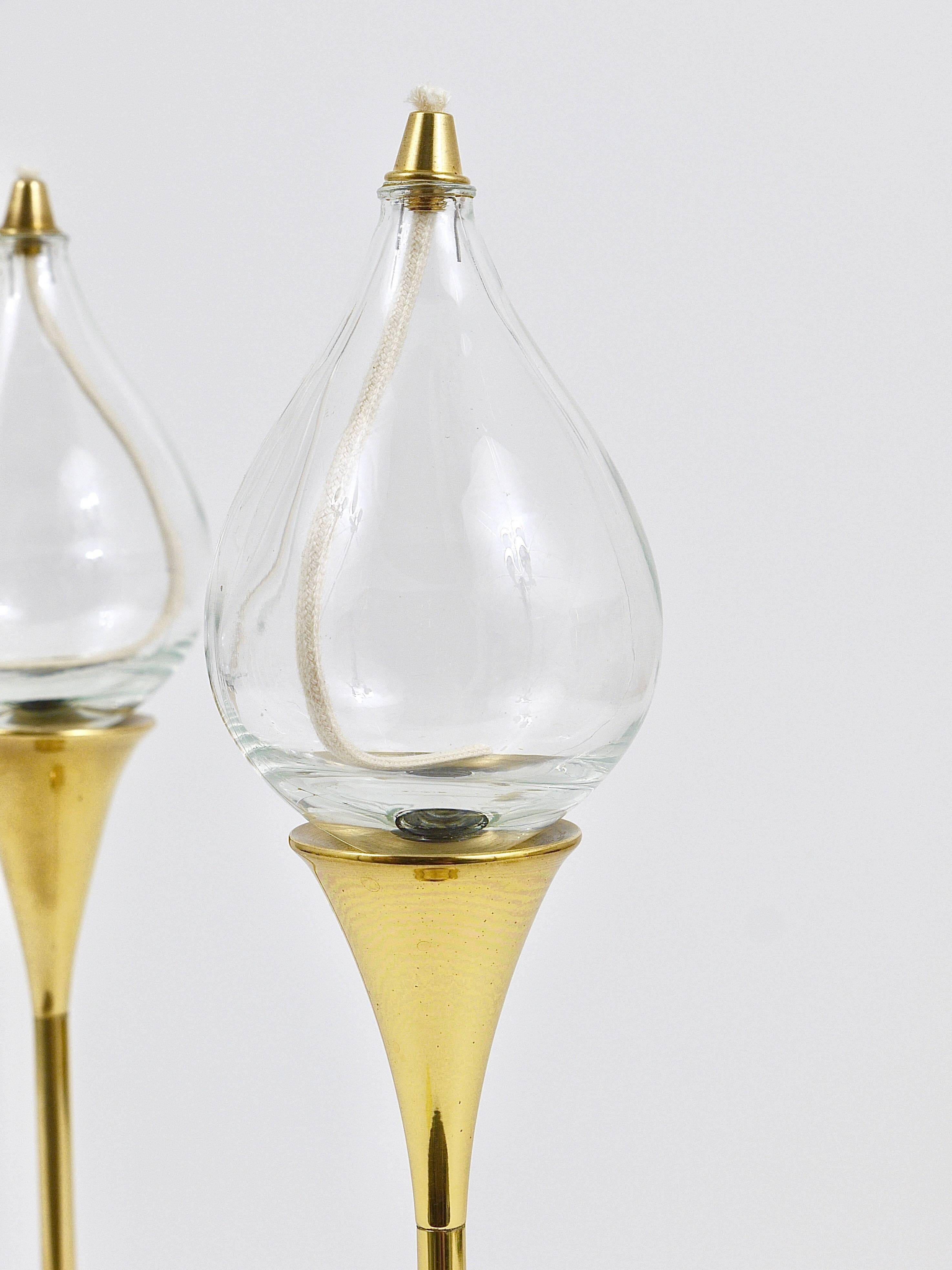 Deux grands porte-bougies à lampe à huile Freddie Andersen Midcentury, Danemark, années 1970