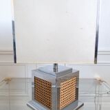 Chrome lamp with caning decoration