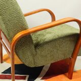 Fauteuil Art déco en jacquard géométrique vert par Kropacek Kozelek 1950