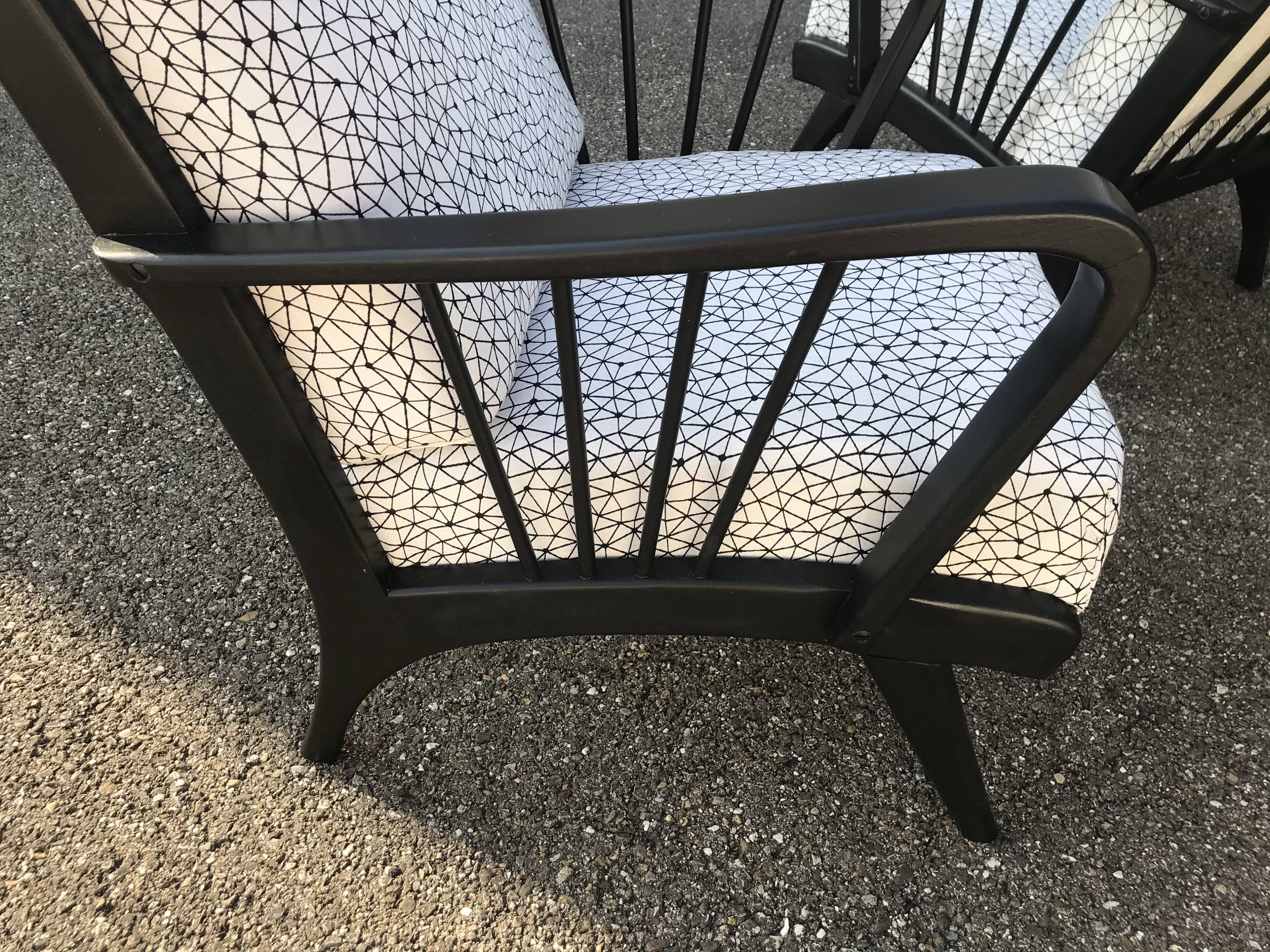 Armchairs with black and white patterns vintage 60s