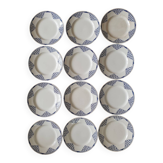 Lot de 12 assiettes plates Moulin des Loups