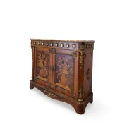 An antique French Louis XVI-style marble-top side cabinet