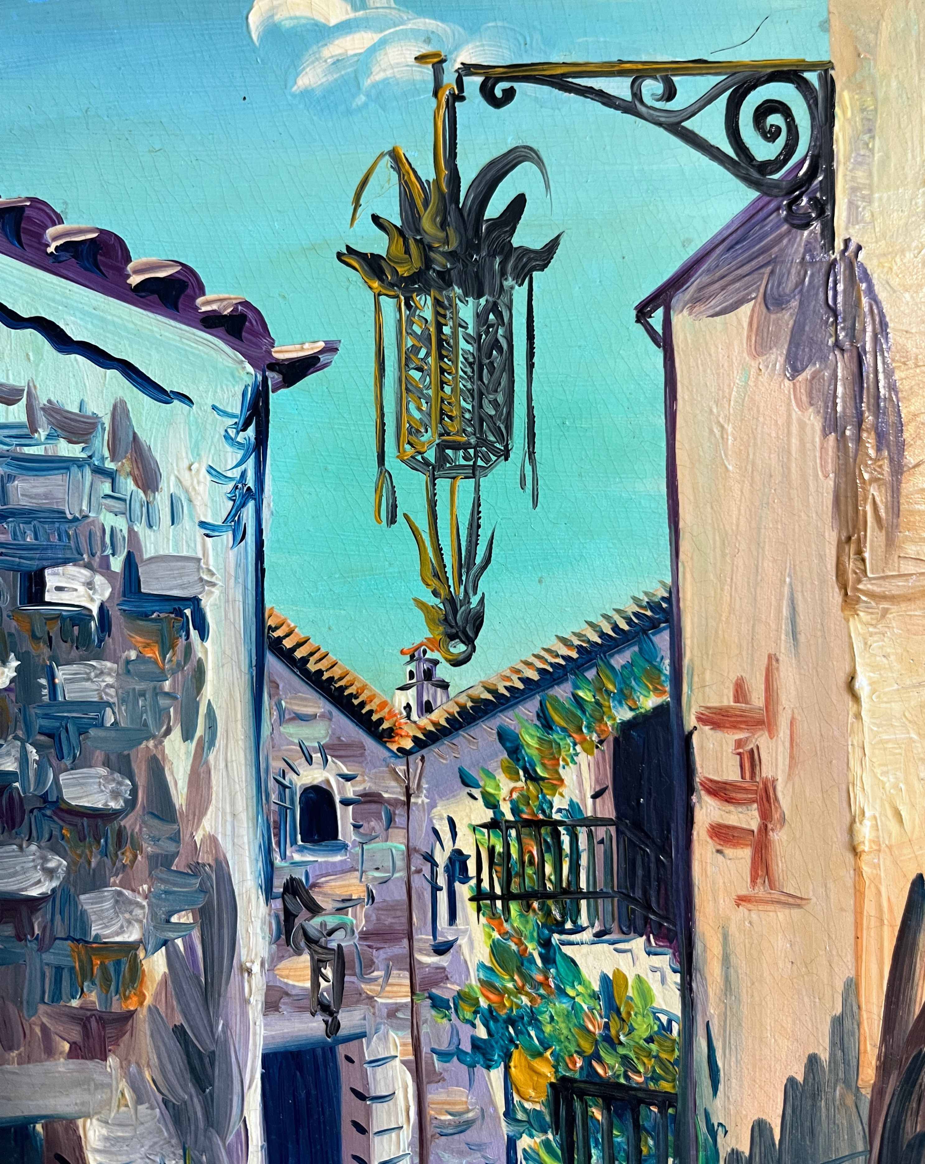 Tableau hsp "village of Eze - the lantern," calade signed ayo (ec. 20th century)