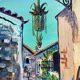 Tableau hsp "village of Eze - the lantern," calade signed ayo (ec. 20th century)