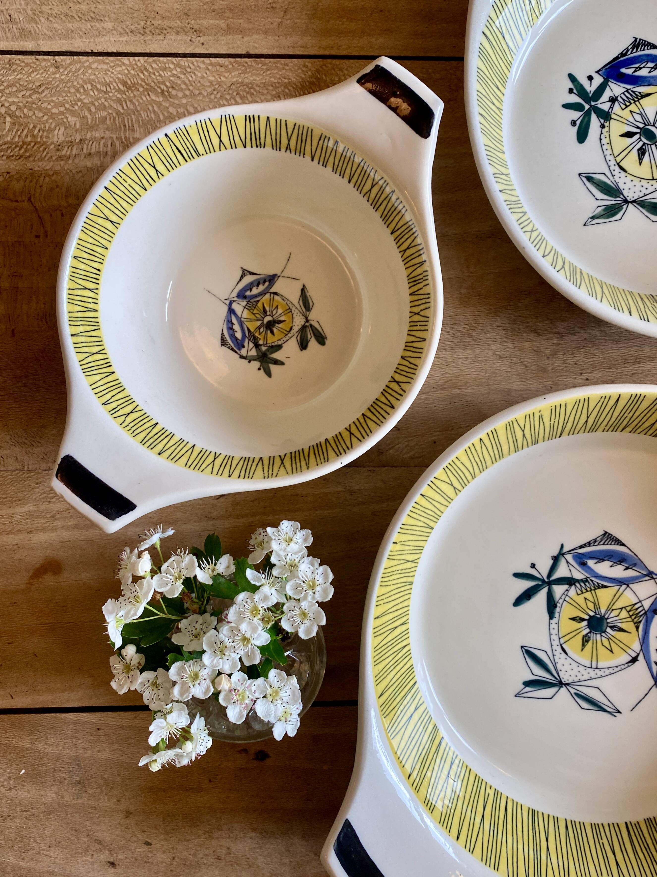 Set of 3 vintage serving dishes from the Flamingo series by Stavangerflint