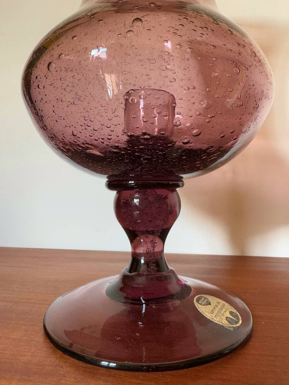 Large bubble glass tealight holder from Montauroux, 1960s