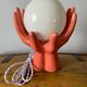 Hand lamp in ceramic color coral electrified to new