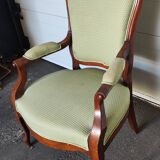 Fauteuil style Louis XV velour vert