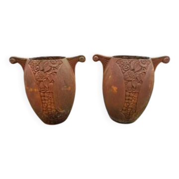 Paire de vases en fonte art déco de Charleville - Mézières