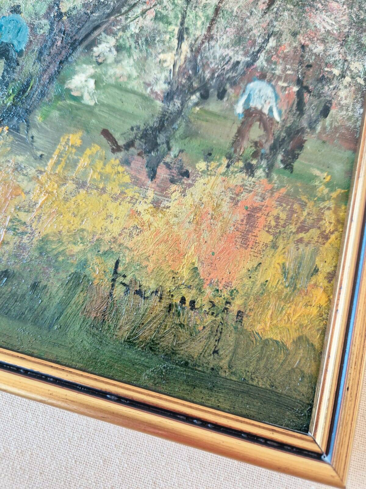 Tableau Huile sur Bois "Primavera" par Guido Bertuzzi - École Milanaise (19
