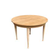 Table à manger scandinave ronde extensible rénovée en teck 110cm