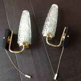 Pair of brass sconces and tulip glass 60