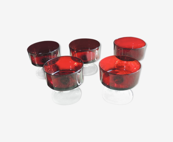 5 Old Champagne Rouge Cups Luminarc France | Selency