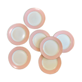 Set of 7 flat plates vintage pink L'Amandinoise