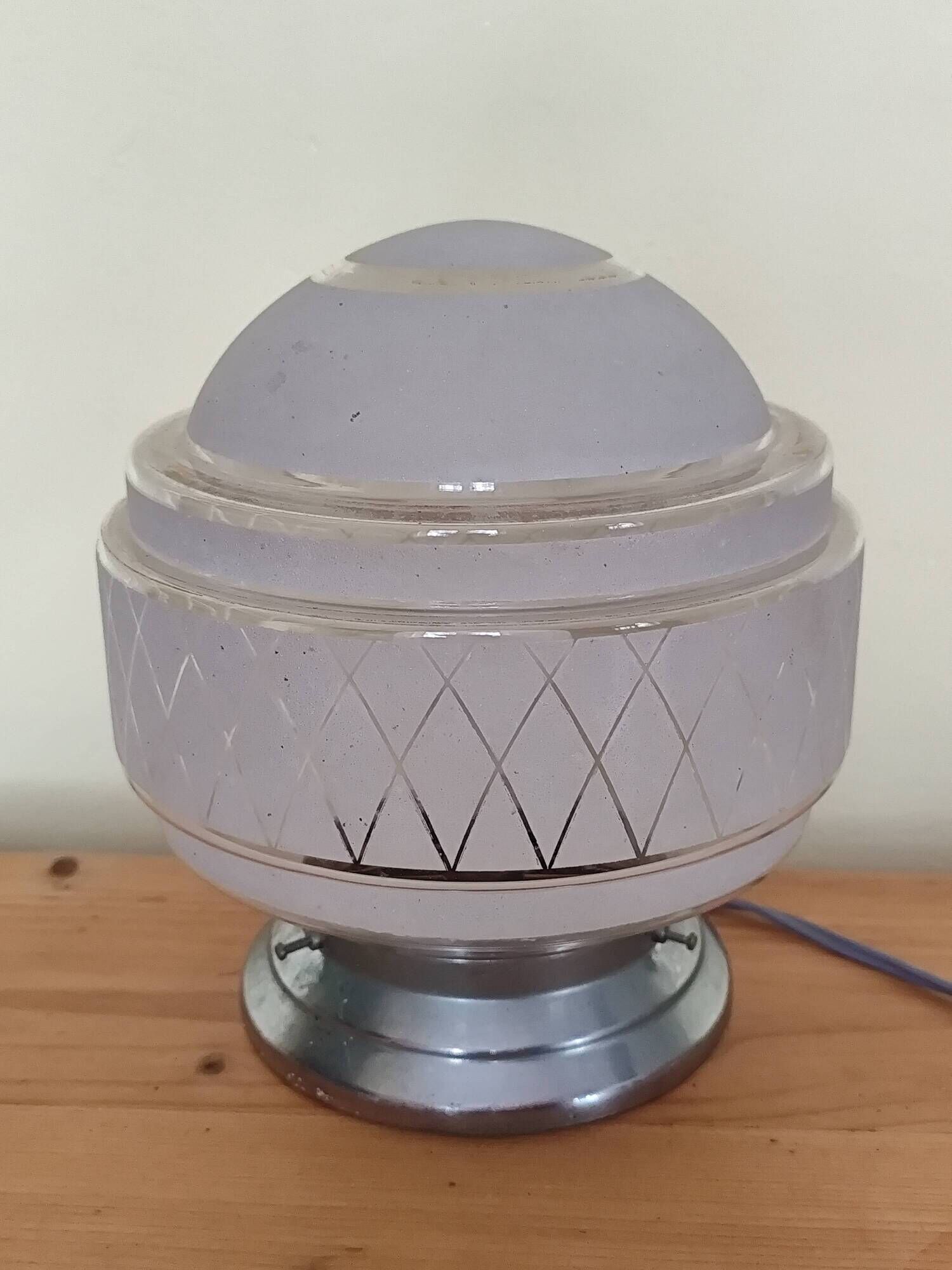 plafonnier des années 40,  globe verre granité opaque -  lampe de table