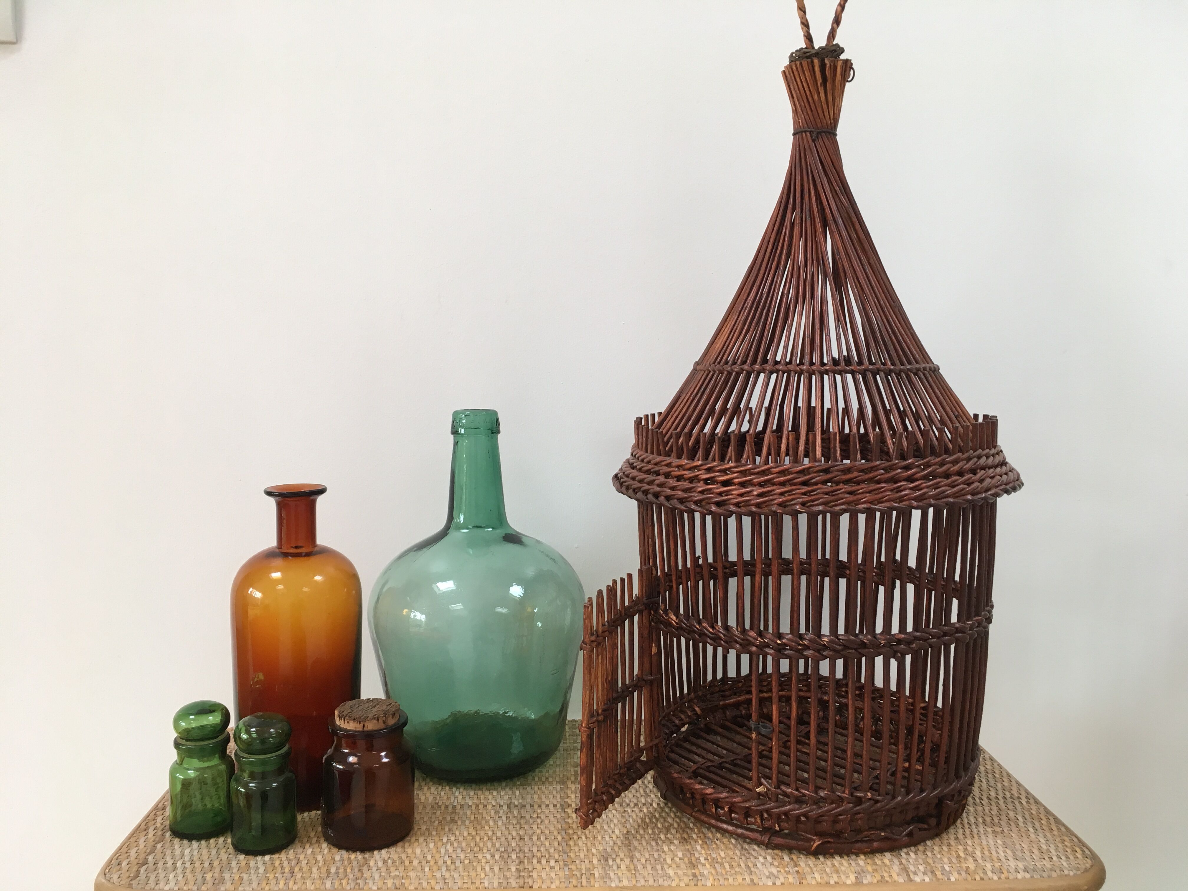 Cage à oiseaux décorative en rotin