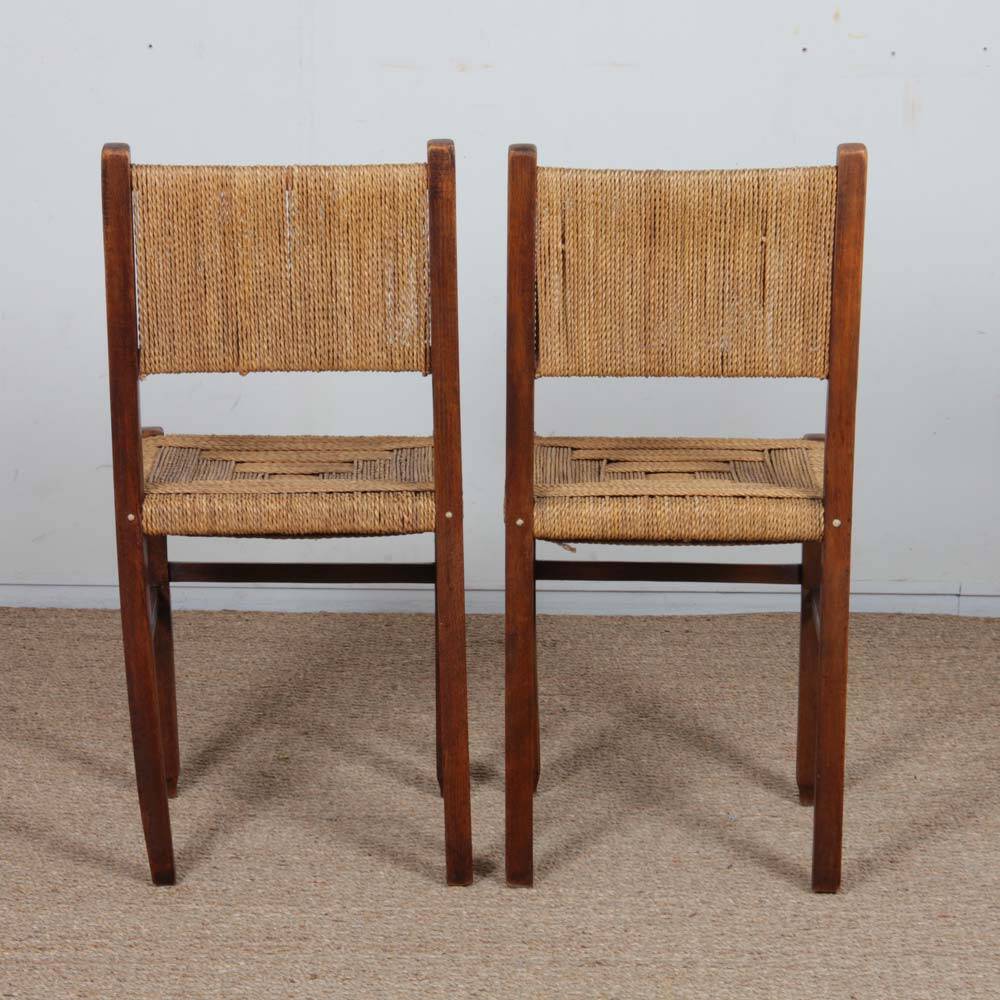 Paire de chaises rustiques en bois et corde, 1940