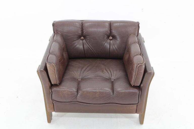 1970s Brown Leather armchair, Denmark