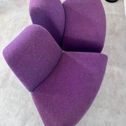 Lot 2 low chairs Space Age design from the 70s purple fabric vintage armchair