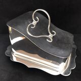 Beurrier plat à beurre/fromage plaqué argent avec couvercle metal argenté