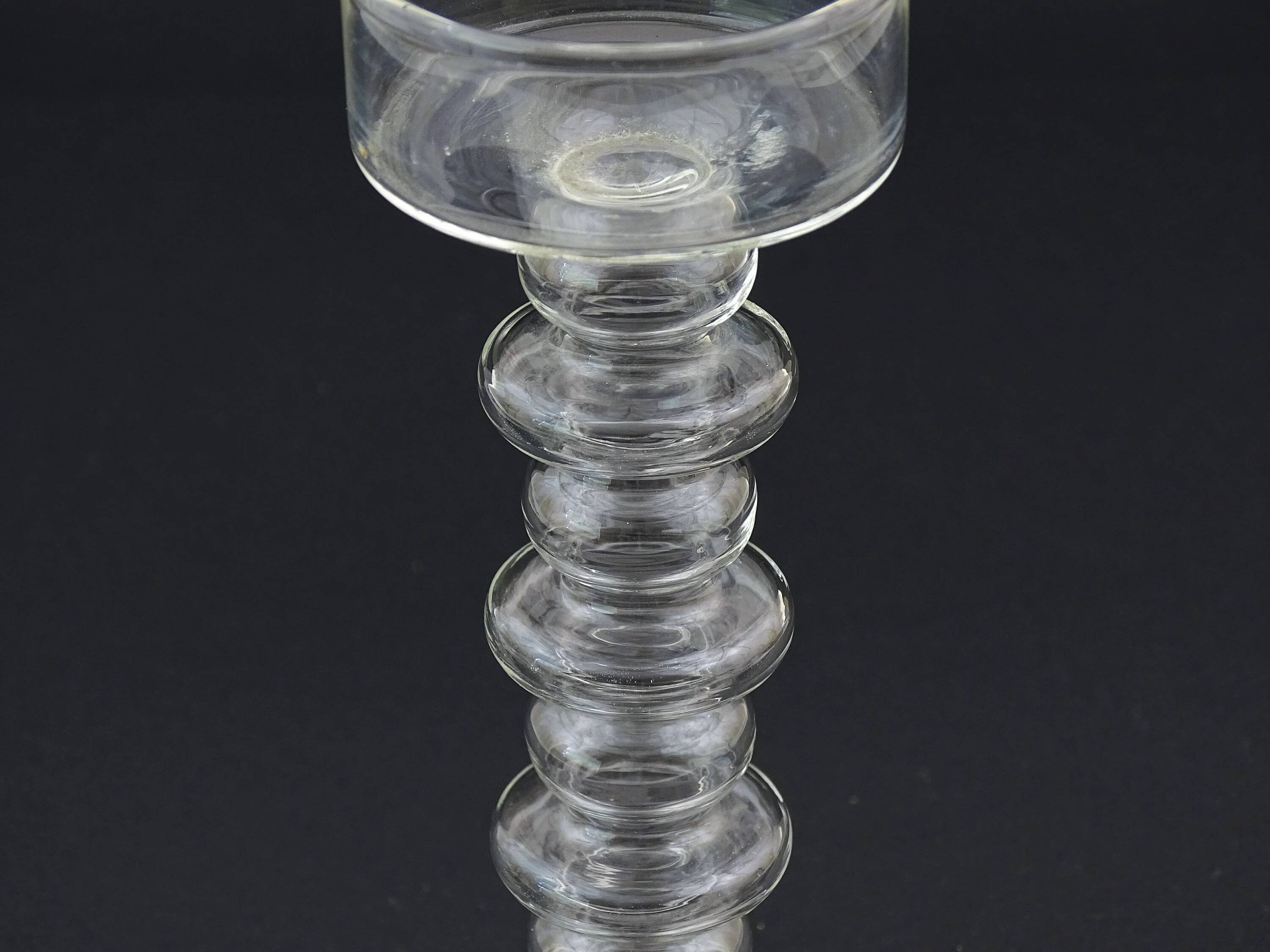 Vintage candlestick in mouth-blown clear glass
