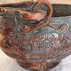 Cache pot cuivre rouge sur piedouche