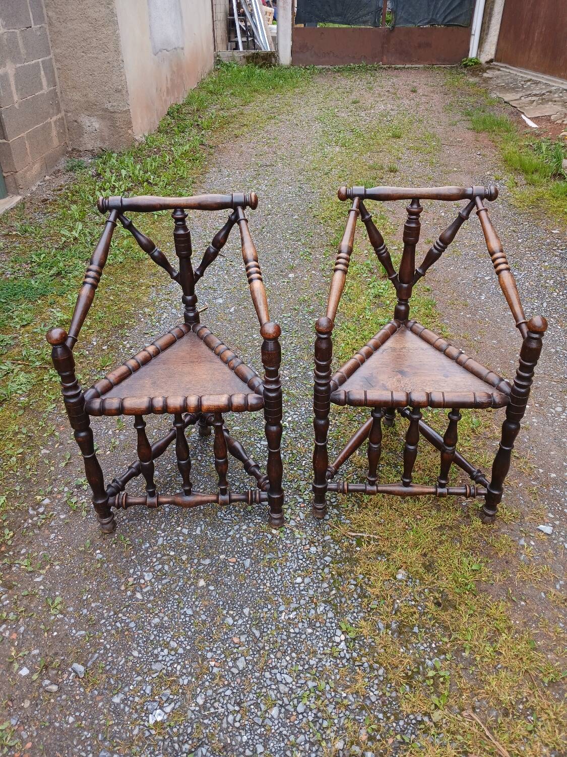 2 antique Scandinavian corner chairs/armchairs