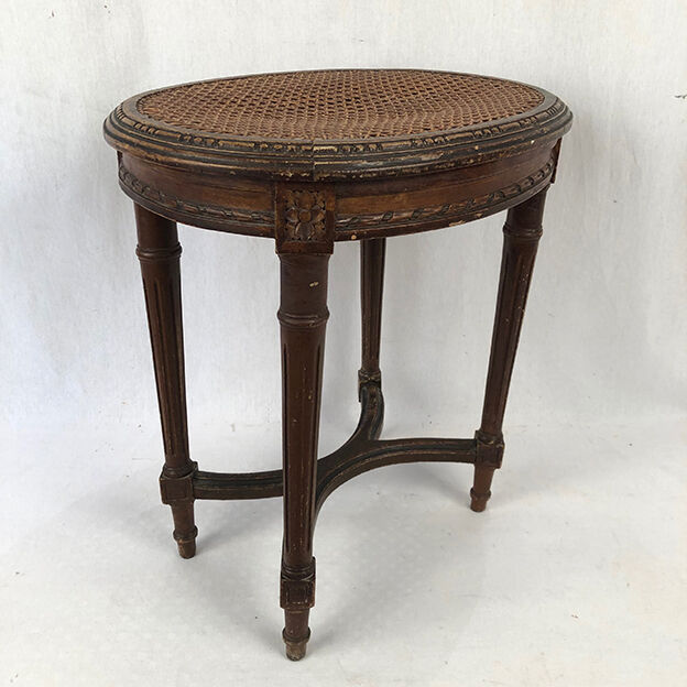 Stool in varnished natural wood Louis XVI style