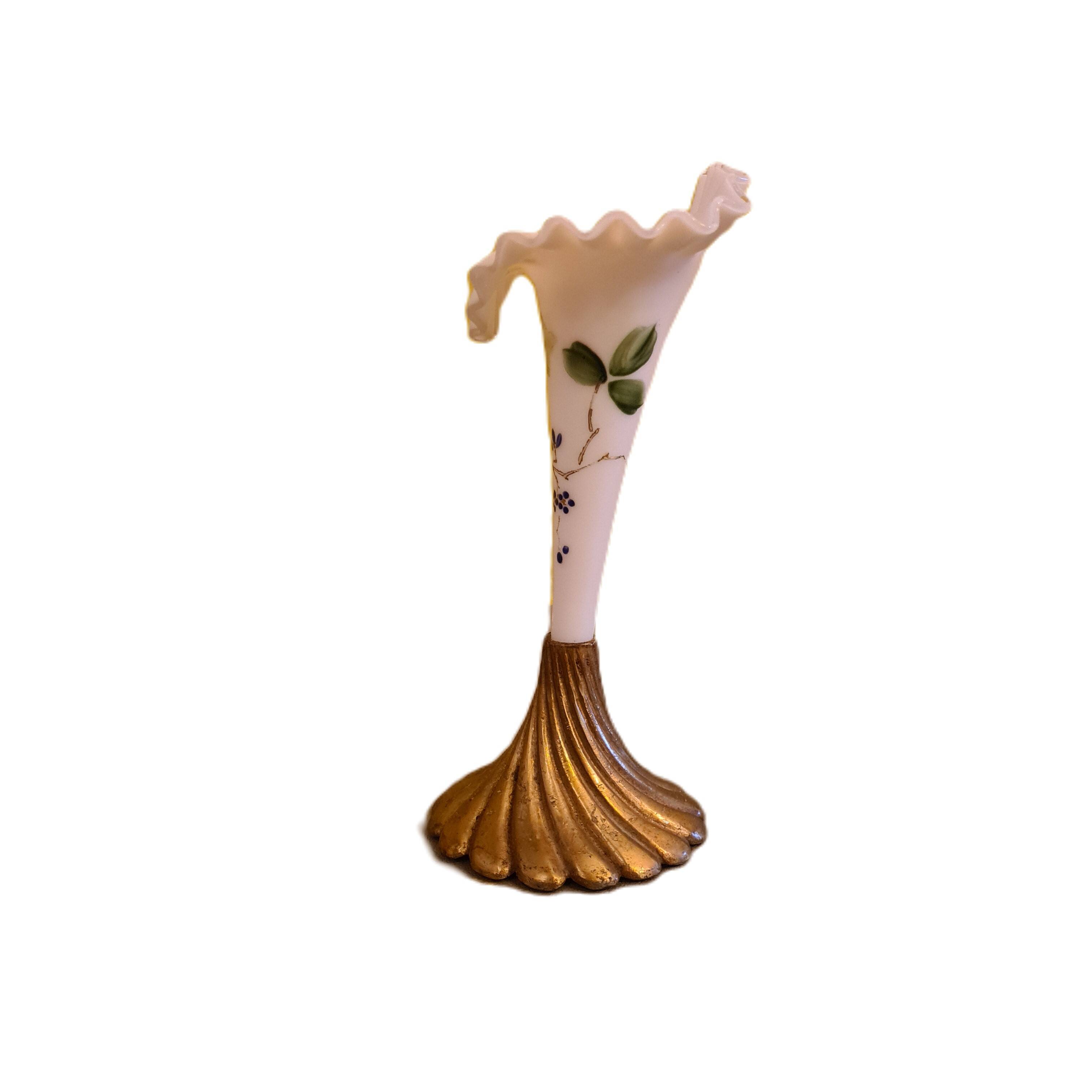 Opaline Vase On Bronze Base, Early 20th Century.