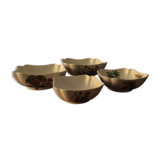 Set of 4 salad bowls Porcelaine de Paris, wild fruit pattern, good condition. The smallest measures 16cm